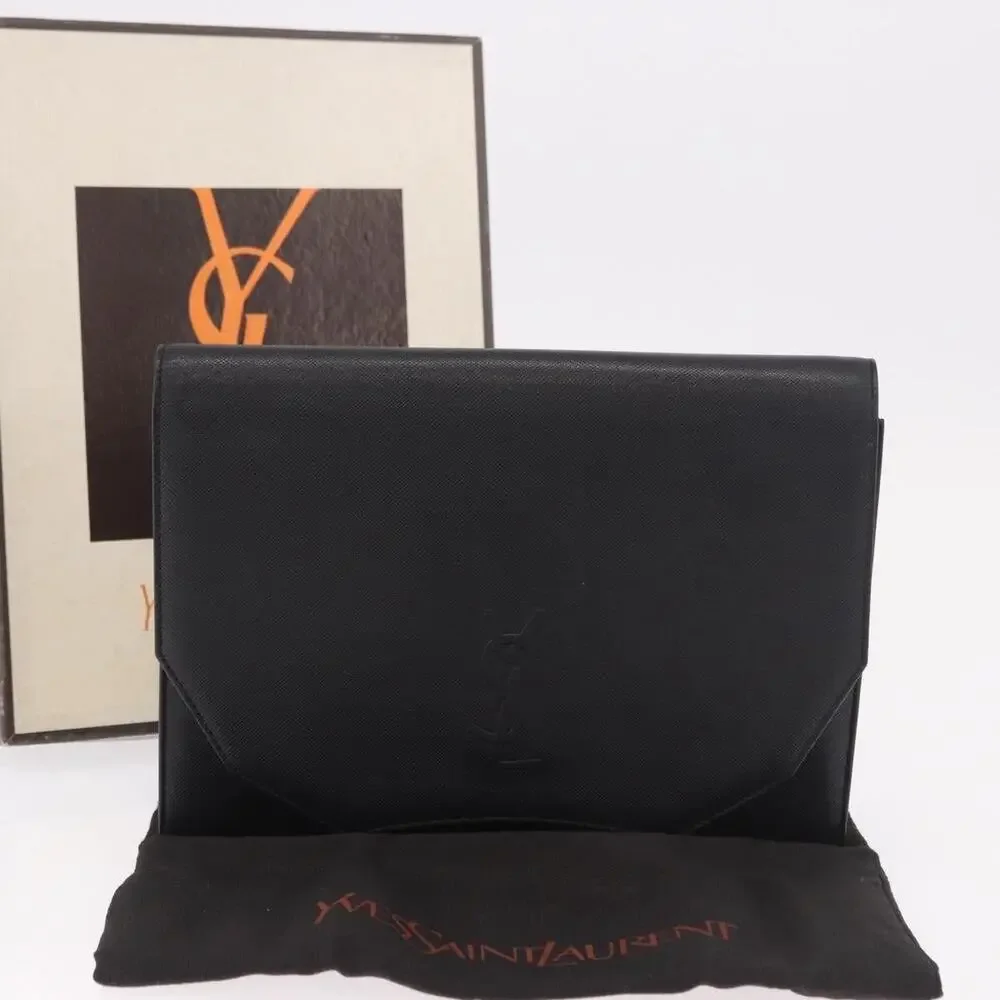 Saint Laurent Leather Clutch Black